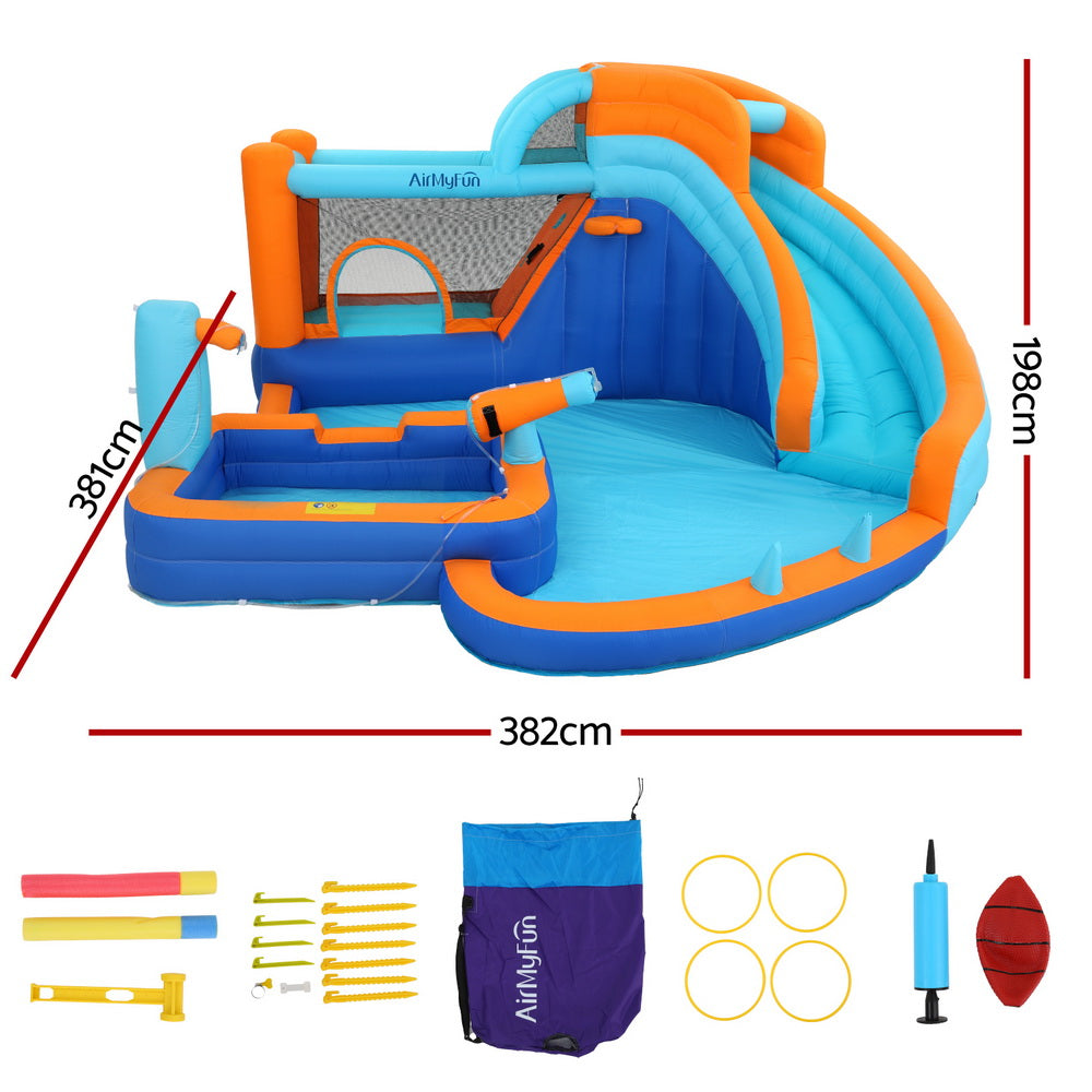 AirMyFun Kids Inflatable Pool Water Slide Park Jumping Castle Bounce 382X381CM 735W Blower Included