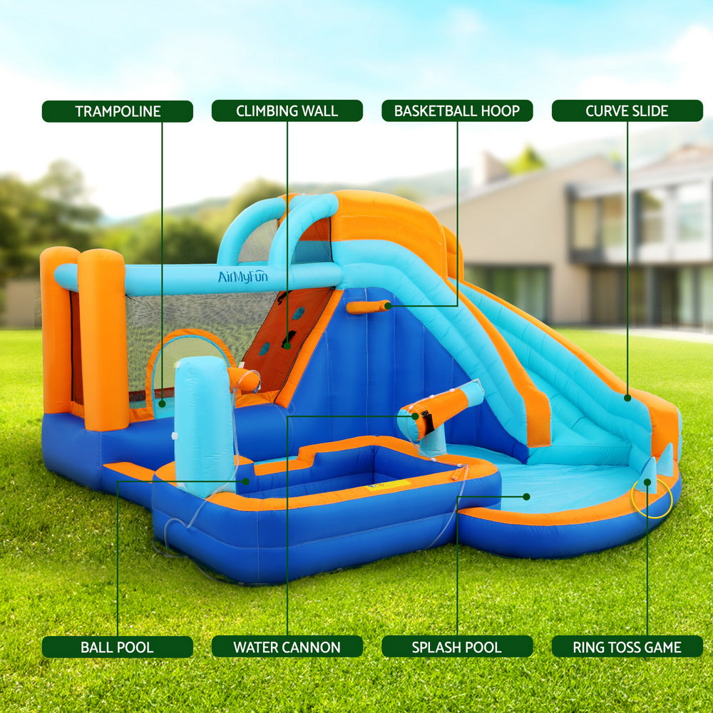 AirMyFun Kids Inflatable Pool Water Slide Park Jumping Castle Bounce 382X381CM 735W Blower Included