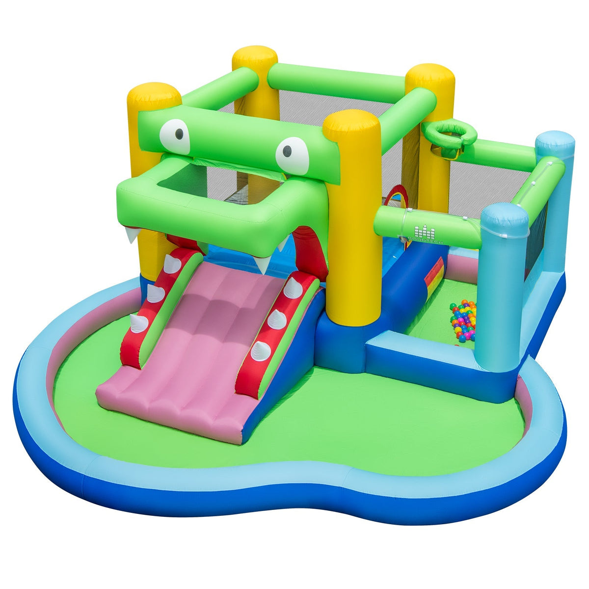 Inflatable Bounce House with Slide and Splash Pooland and 680W Blower Free