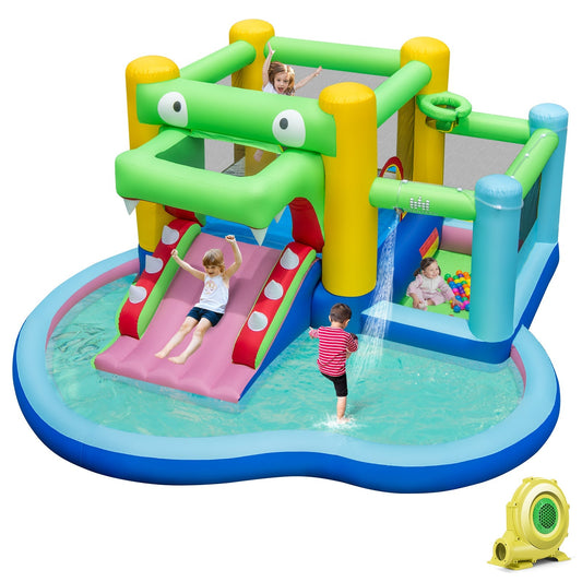 Inflatable Bounce House with Slide and Splash Pooland and 680W Blower Free