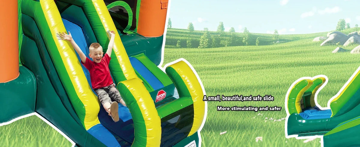 Inflatable Bounce House with Slide – Large 17'x13'x12', 100% PVC Commercial Grade for Big Kids & Adults 735W Blower Included