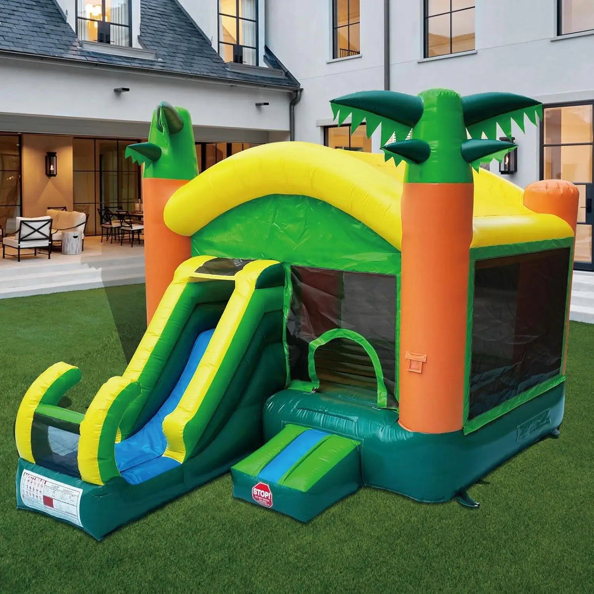 Inflatable Bounce House with Slide – Large 17'x13'x12', 100% PVC Commercial Grade for Big Kids & Adults 735W Blower Included