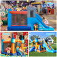 Kids Bouncy Castle House 16x11.7x10ft PVC Inflatable Bounce House With 2 Slides Tunnels Climbing, Basketball Hoops Ball Pit, Jum 735W Blower  Free