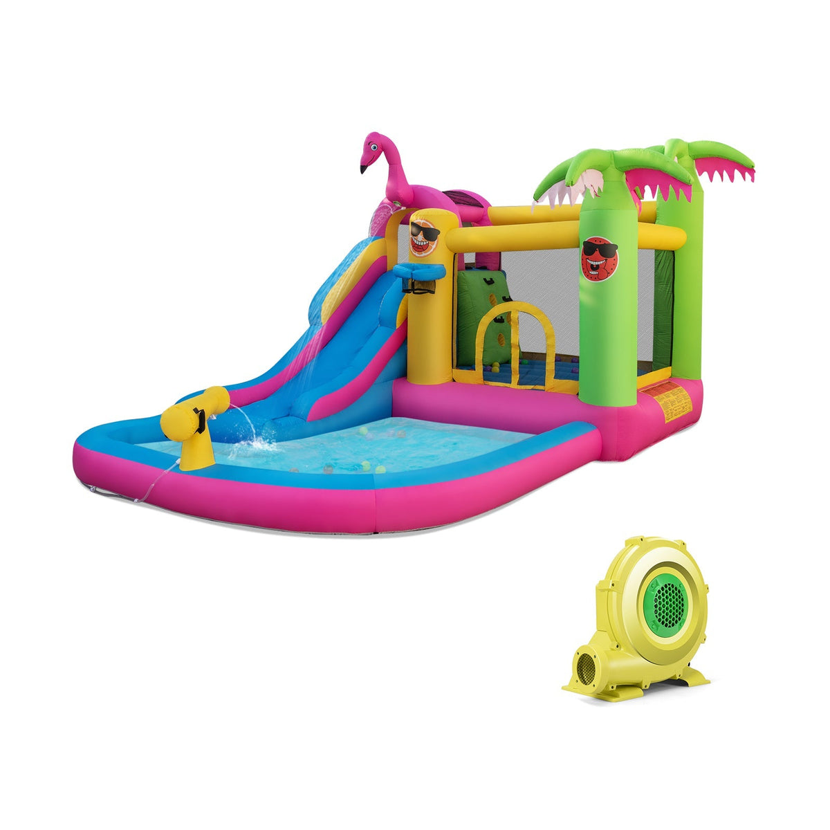 Inflatable Bounce Castle with Long Water Slide and 735W Blower included