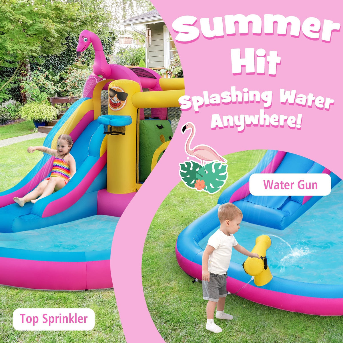 Inflatable Bounce Castle with Long Water Slide and 735W Blower included