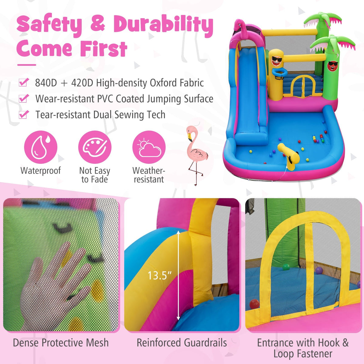 Inflatable Bounce Castle with Long Water Slide and 735W Blower included