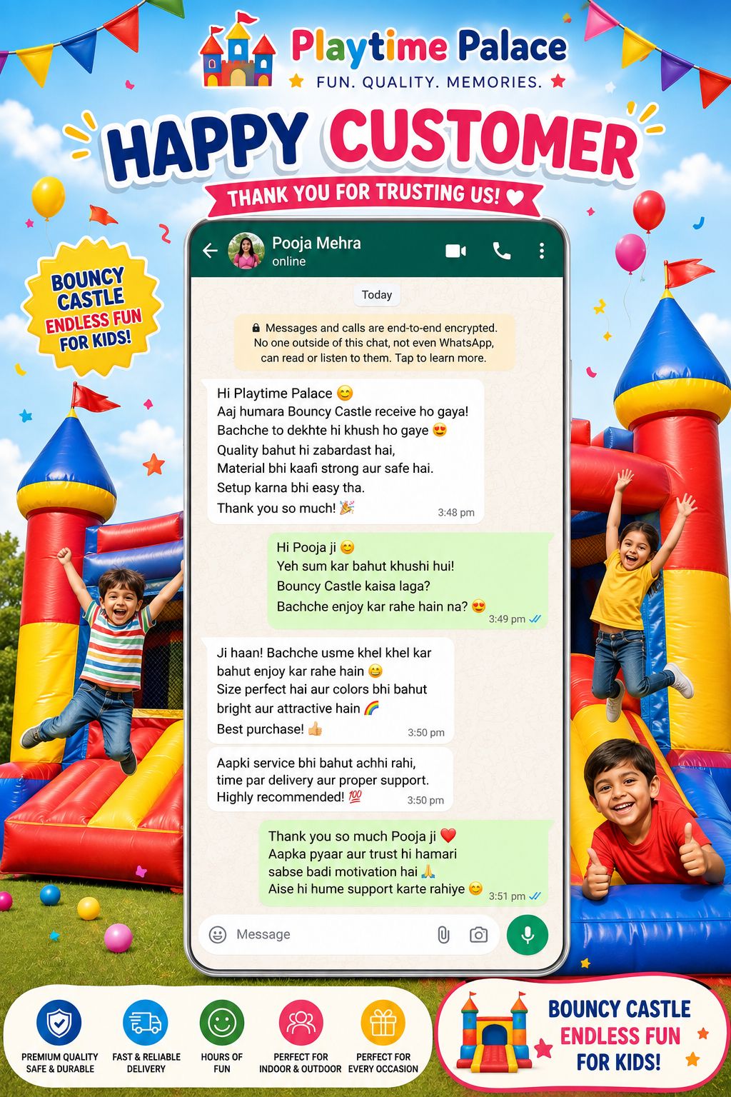 WhatsApp feedback from Pooja Mehra
