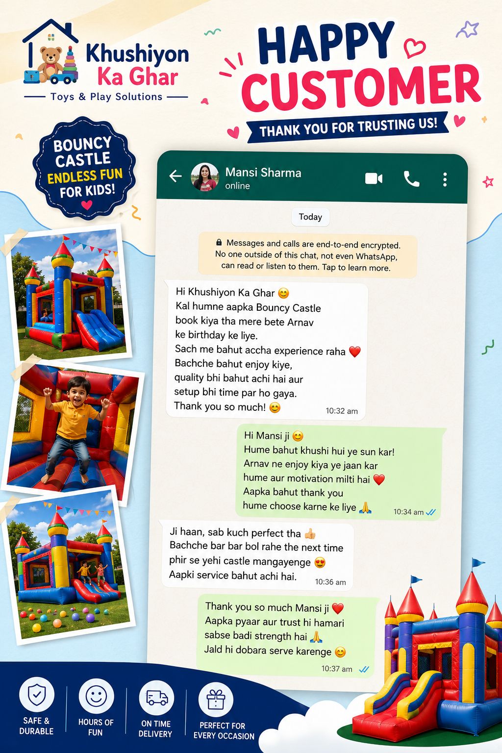 WhatsApp feedback from Mansi Sharma