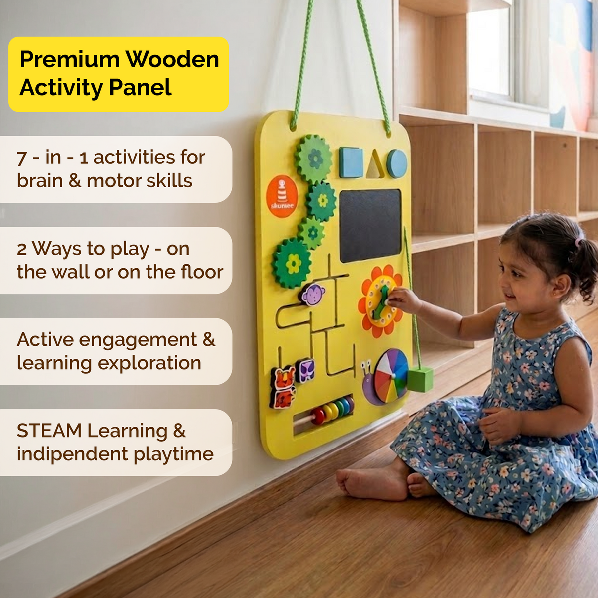 7-in-1 Wooden Busy Board - (1+ Years)