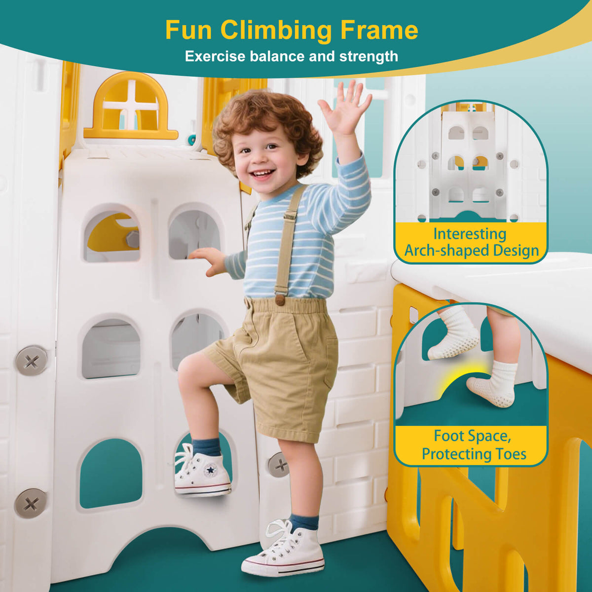 9 in 1 Toddler Slide, Freestanding Kid Climber Slide Playset, Toddler Playhouse, Indoor Outdoor Toy for Toddlers Age 1-3+ 735W Blower Included