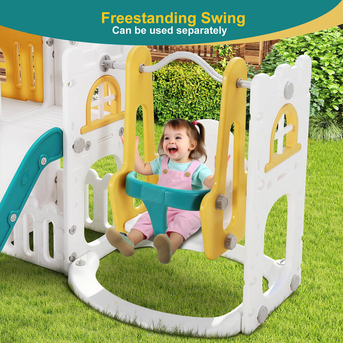 9 in 1 Toddler Slide, Freestanding Kid Climber Slide Playset, Toddler Playhouse, Indoor Outdoor Toy for Toddlers Age 1-3+ 735W Blower Included