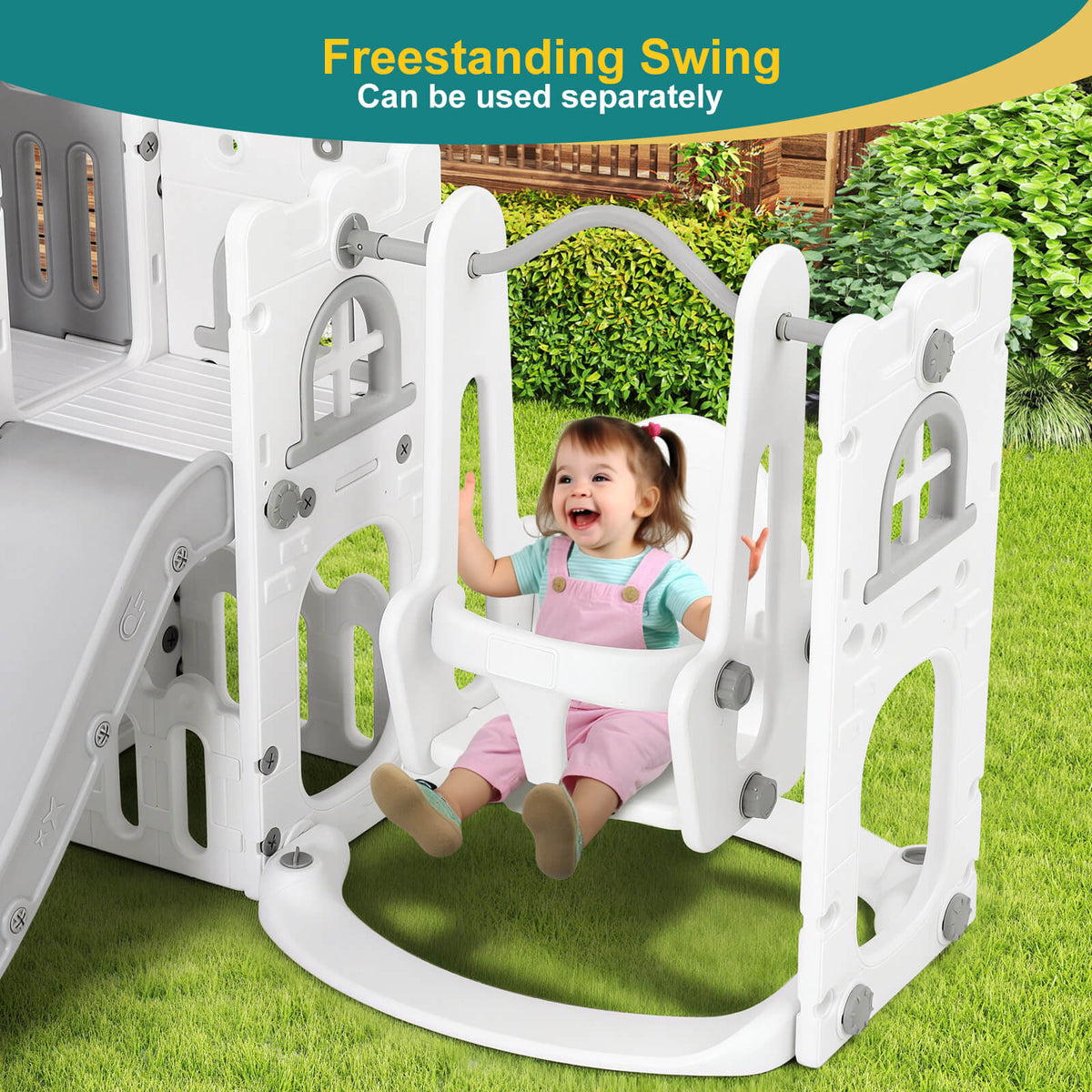 10 in 1 Toddler Slide, Freestanding Kid Climber Slide Playset, Toddler Playhouse, Backyard Playground Toy for Age 1-3+ 735W Blower Included