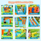 Inflatable Water Slide Bounce House for Kids, Luxury Heavy Duty Blow Up Water Park with Double Slides, Climbing Wall, Splash Pool and Sunshade Awning 735W Blower Included