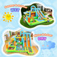 Inflatable Water Slide Bounce House for Kids, Luxury Heavy Duty Blow Up Water Park with Double Slides, Climbing Wall, Splash Pool and Sunshade Awning 735W Blower Included