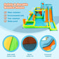 Inflatable Water Slide Bounce House for Kids, Luxury Heavy Duty Blow Up Water Park with Double Slides, Climbing Wall, Splash Pool and Sunshade Awning 735W Blower Included