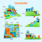 Inflatable Water Slide Bounce House for Kids, Luxury Heavy Duty Blow Up Water Park with Double Slides, Climbing Wall, Splash Pool and Sunshade Awning 735W Blower Included