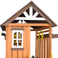 Cedar Wood Swing Set with Wave Slide, Play Kitchen, Rock Wall Ladder, Belt Swings, Toy Telescope, Steering Wheel, Tic-Tac-Toe, Balconies, Outdoor Playhouse Playground Set for Backyard Garden 735W Blower Included