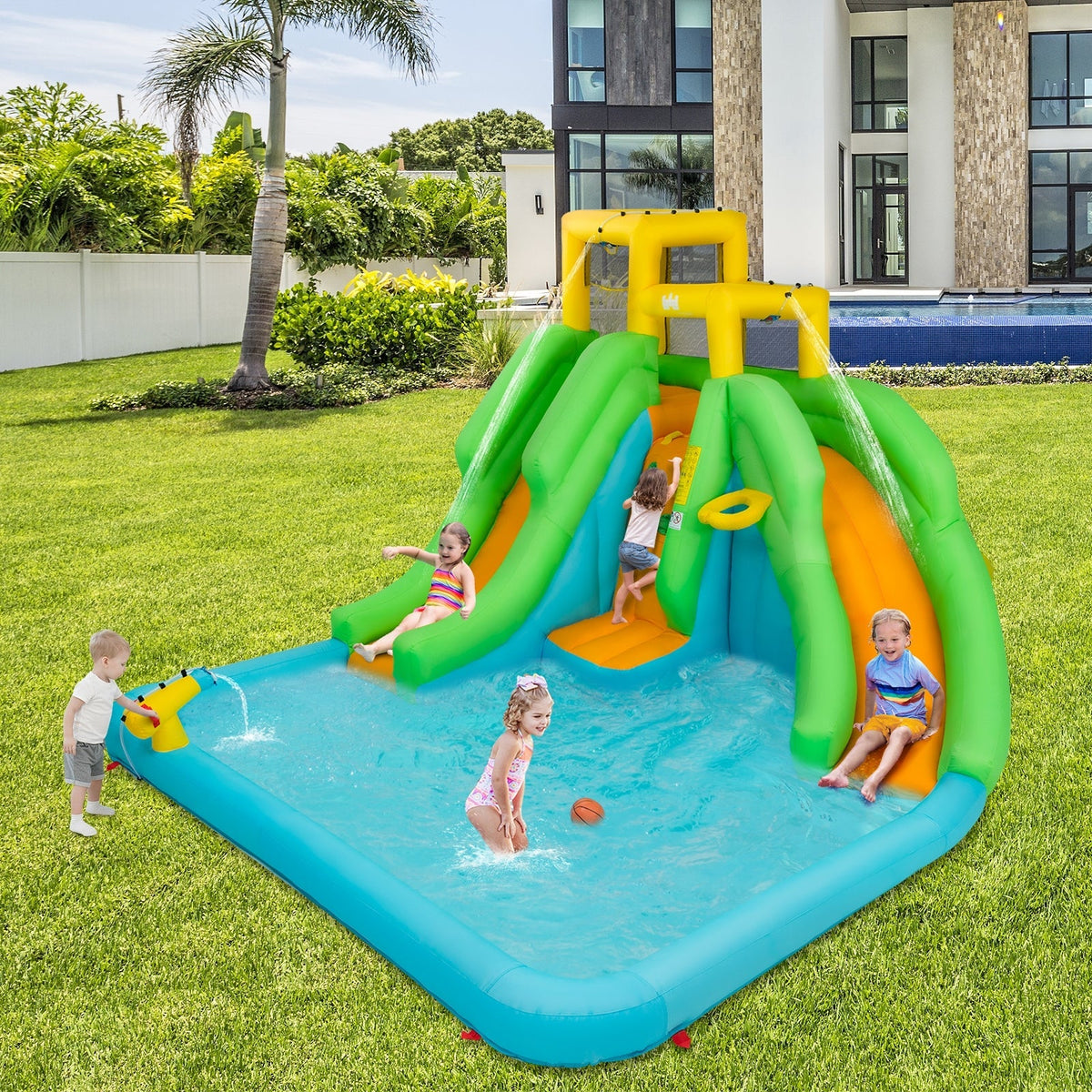 Kids Inflatable Water Park Bounce House with 480W Blower Free
