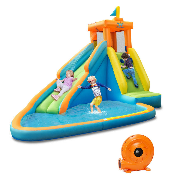 Inflatable Water Slide Kids Bounce House with 740W Blower free