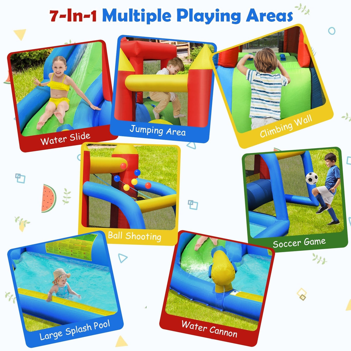 Inflatable Bounce House Splash Pool with Water Climb Slide Blower included Free
