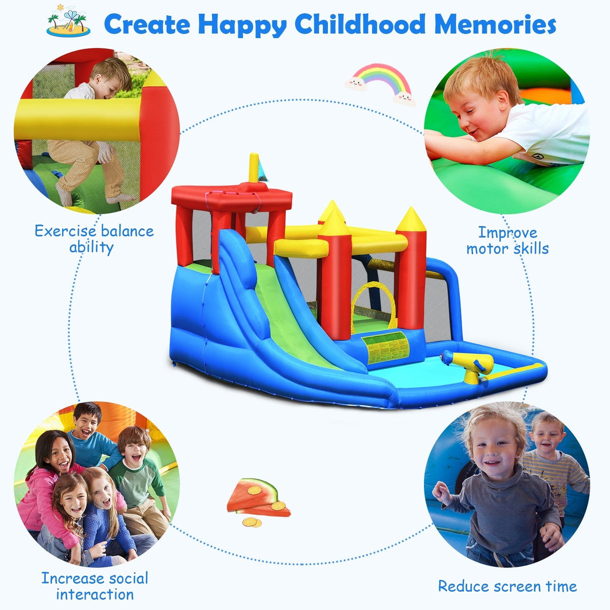 Inflatable Bounce House Splash Pool with Water Climb Slide Blower included Free