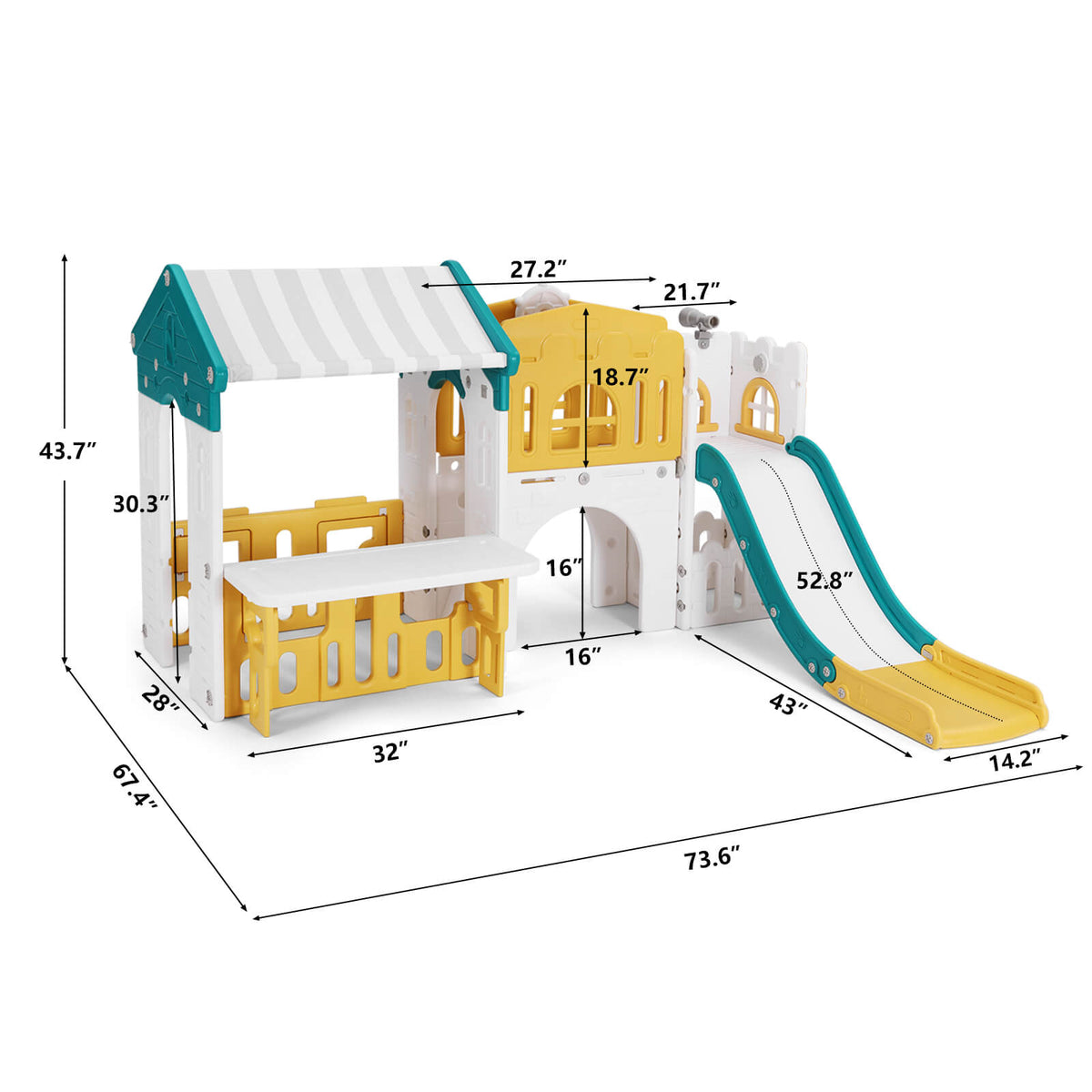 9 in 1 Toddler Slide, Freestanding Kid Climber Slide Playset, Toddler Playhouse, Indoor Outdoor Toy for Toddlers Age 1-3+ 735W Blower Included